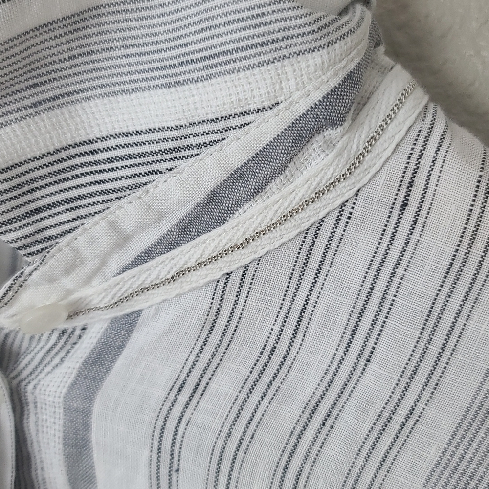 Lafayette 148 New York Striped Linen Button Down Shirt - Picture 10 of 11